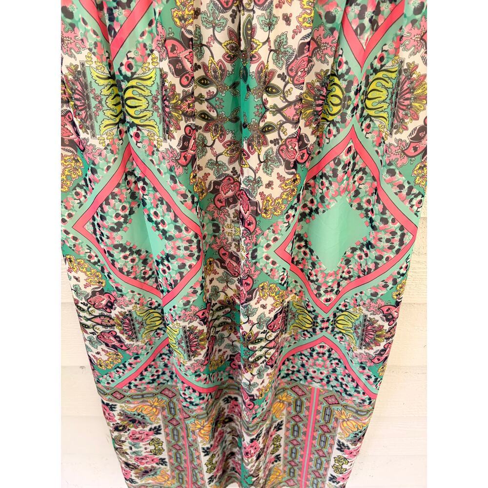 Blue Rain Boho Maxi Skirt Medium Aqua Pink Paisley Festival - Picture 4 of 7